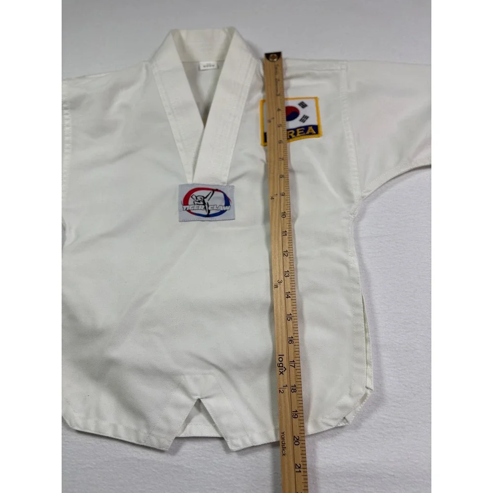 Tiger Claw Kids White Taekwondo Martial Arts Dobok Top Korea USA Patch Size 0000